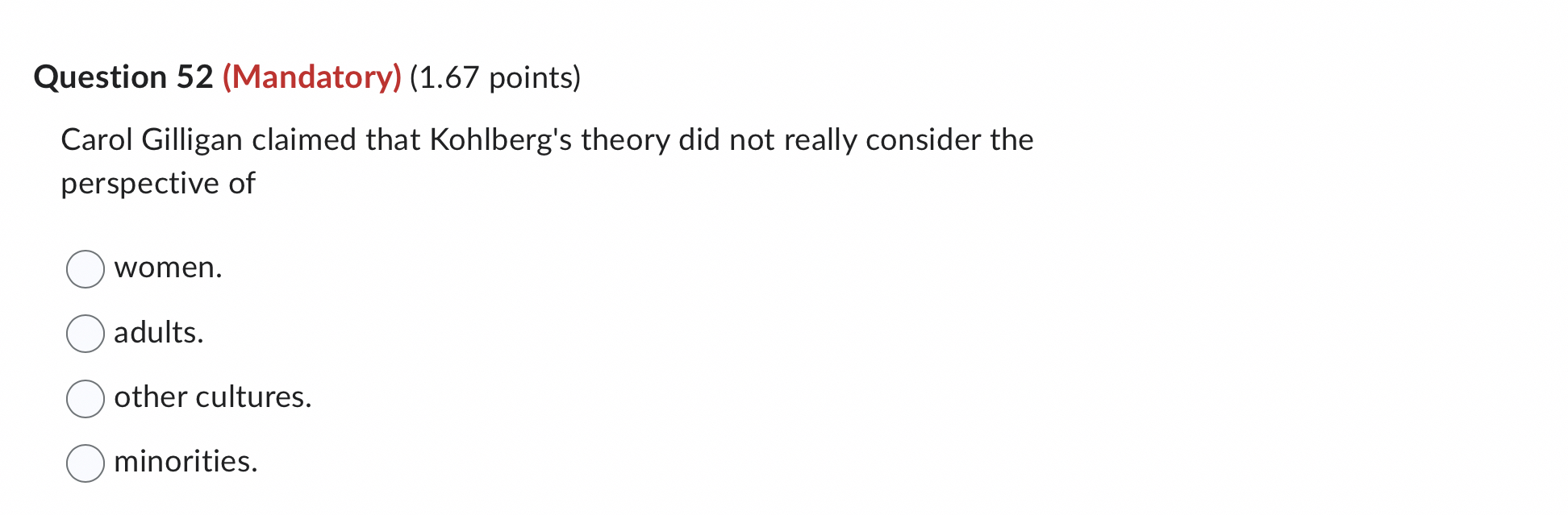 Solved Question Mandatory Points Carol Gilligan Chegg