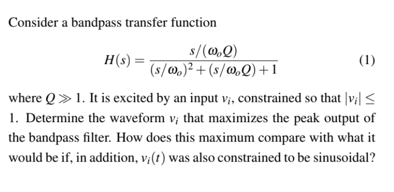 Solved Consider A Bandpass Transfer Chegg