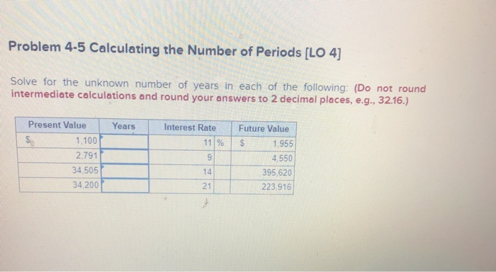 Solved Problem Calculating Present Values Lo For Chegg