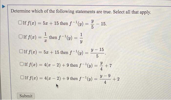 Solved Determine Which Of The Following Statements Are True Chegg