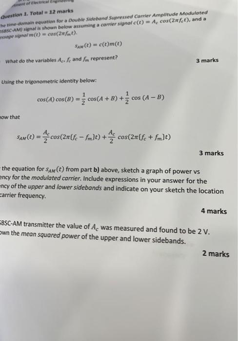 Question Total Marks The Time Domain Equation Chegg