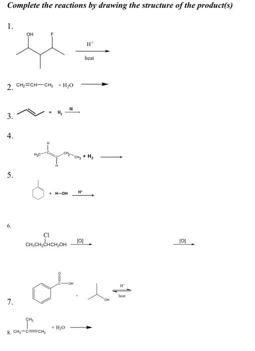 Solved Complete The Reactions By Drawing The Structure Of Chegg