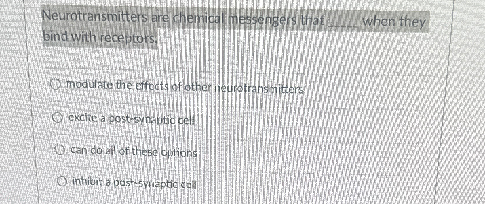 Solved Neurotransmitters Are Chemical Messengers That When Chegg