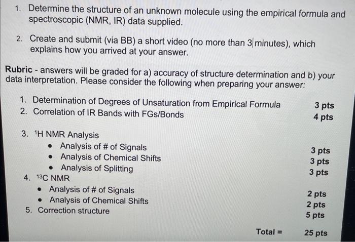 Solved Determine The Structure Of An Unknown Molecule Chegg