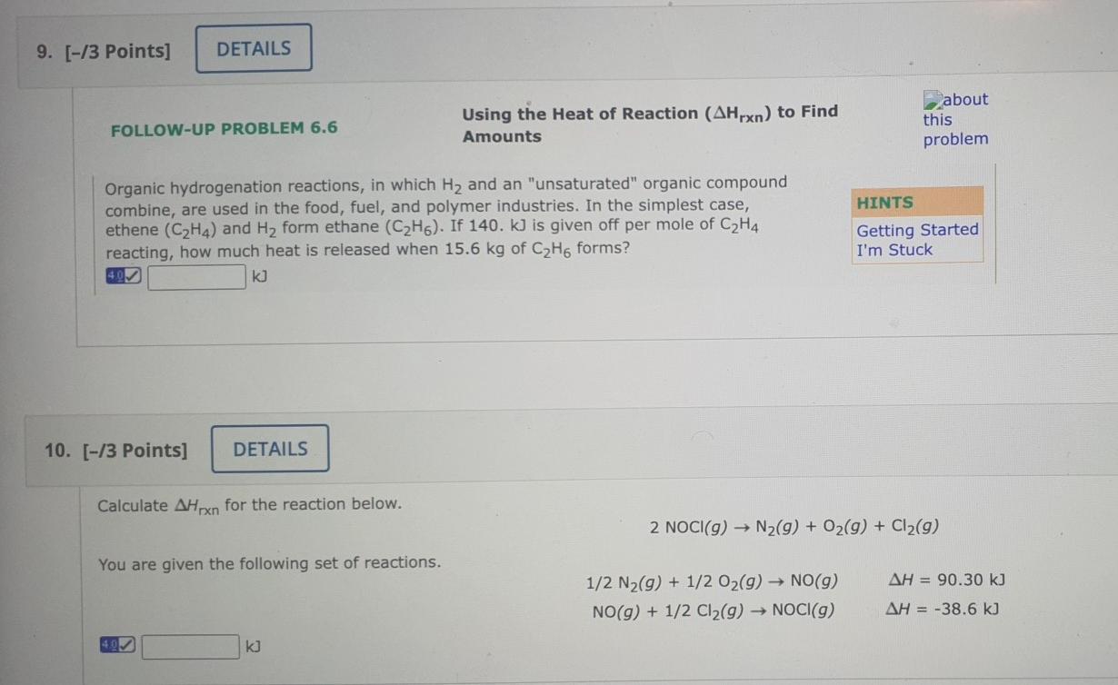 Solved 9 13 Points DETAILS About This Problem Using The Chegg