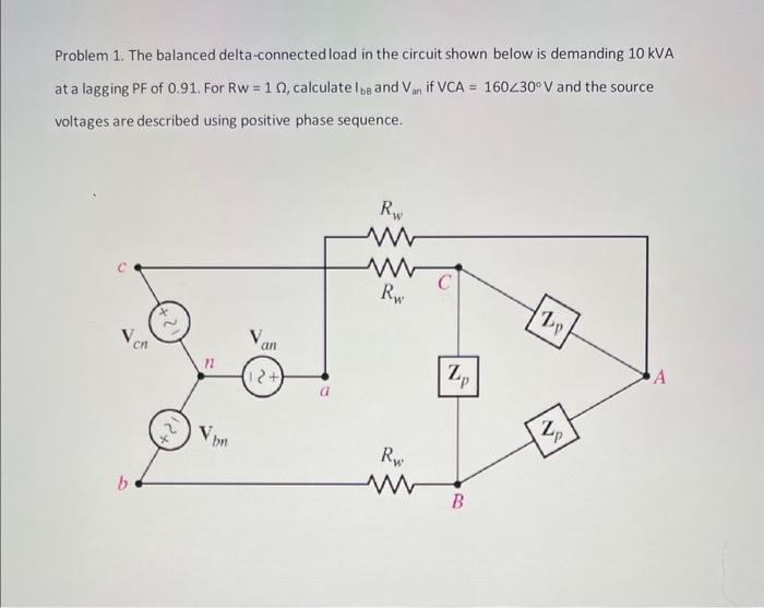 Solved Problem 1 The Balanced Delta Connected Load In The Chegg