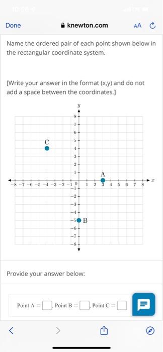 Solved Name The Ordered Pair Of Each Point Shown Below In