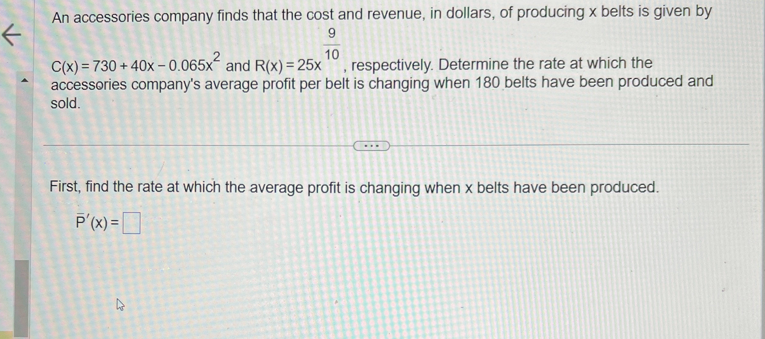 Solved An Accessories Company Finds That The Cost And Chegg