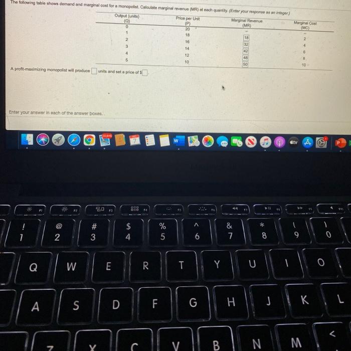 Solved Marginal Cost Mc The Following Table Shows Demand Chegg