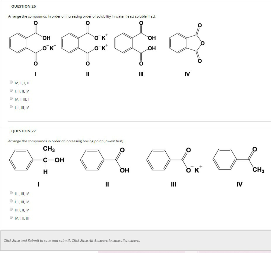 Solved Question Arrange The Compounds In Order Of Chegg