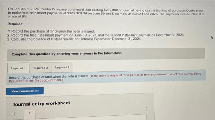 Solved On January 1 2024 Cooke Company Purchased Land Chegg