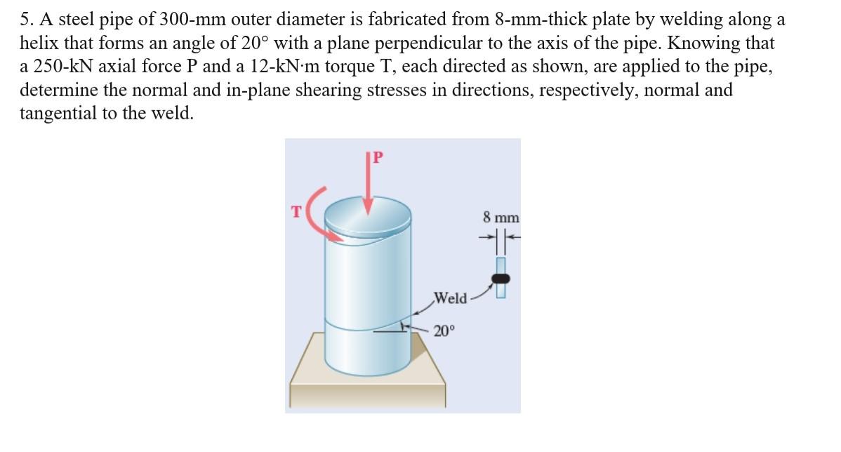 Solved 5 A Steel Pipe Of 300 Mm Outer Diameter Is Chegg