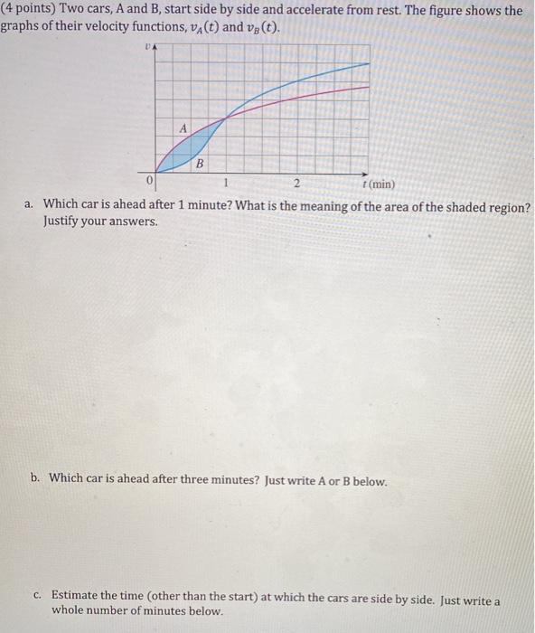 Solved Points Two Cars A And B Start Side By Side And Chegg