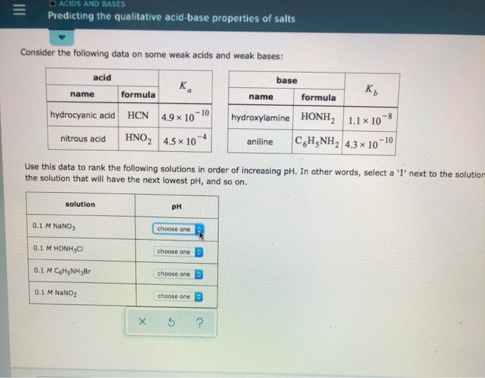 Solved Acids And Bases Predicting The Qualitative Chegg