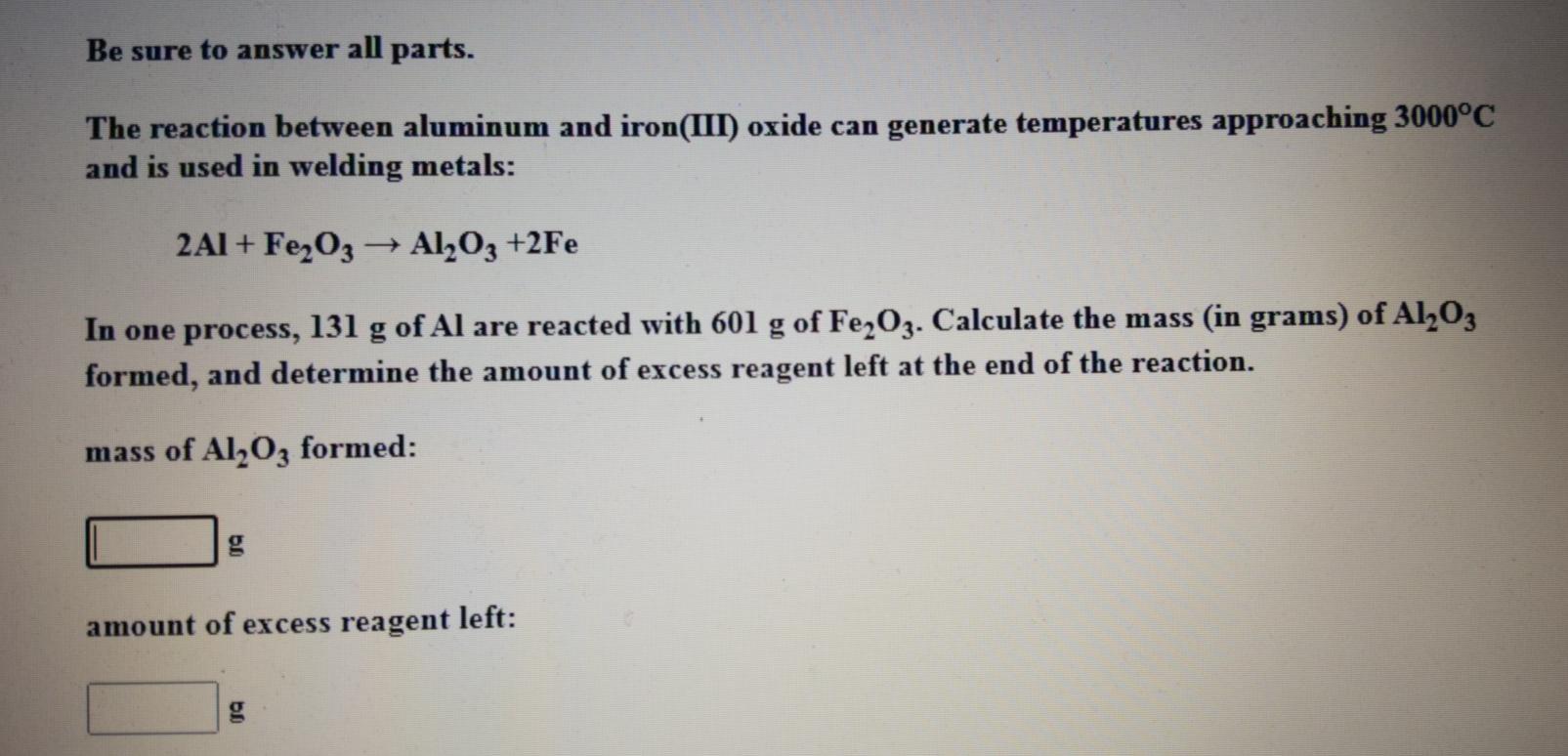 Solved Be Sure To Answer All Parts The Reaction Between Chegg