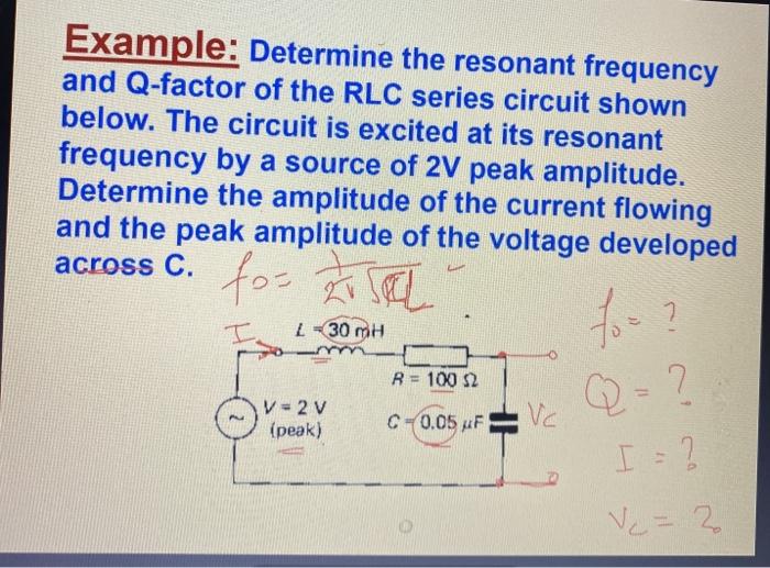 Solved Example Determine The Resonant Frequency And Chegg