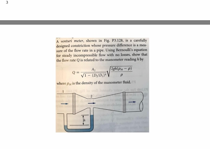 Solved A Venturi Meter Shown In Fig P Is A Carefully Chegg