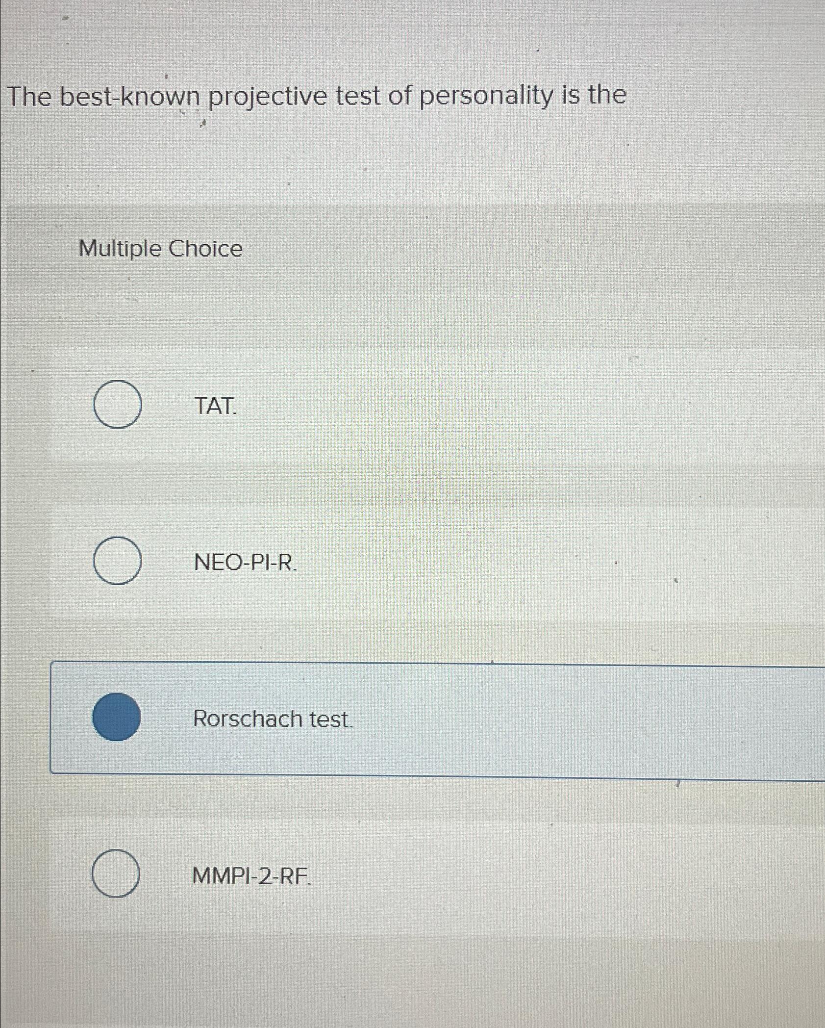 Solved The Best Known Projective Test Of Personality Is Chegg