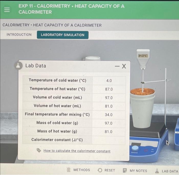 Solved Exp Calorimetry Heat Capacity Of A Chegg