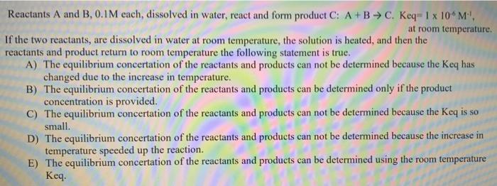 Solved Reactants A And B M Each Dissolved In Water Chegg