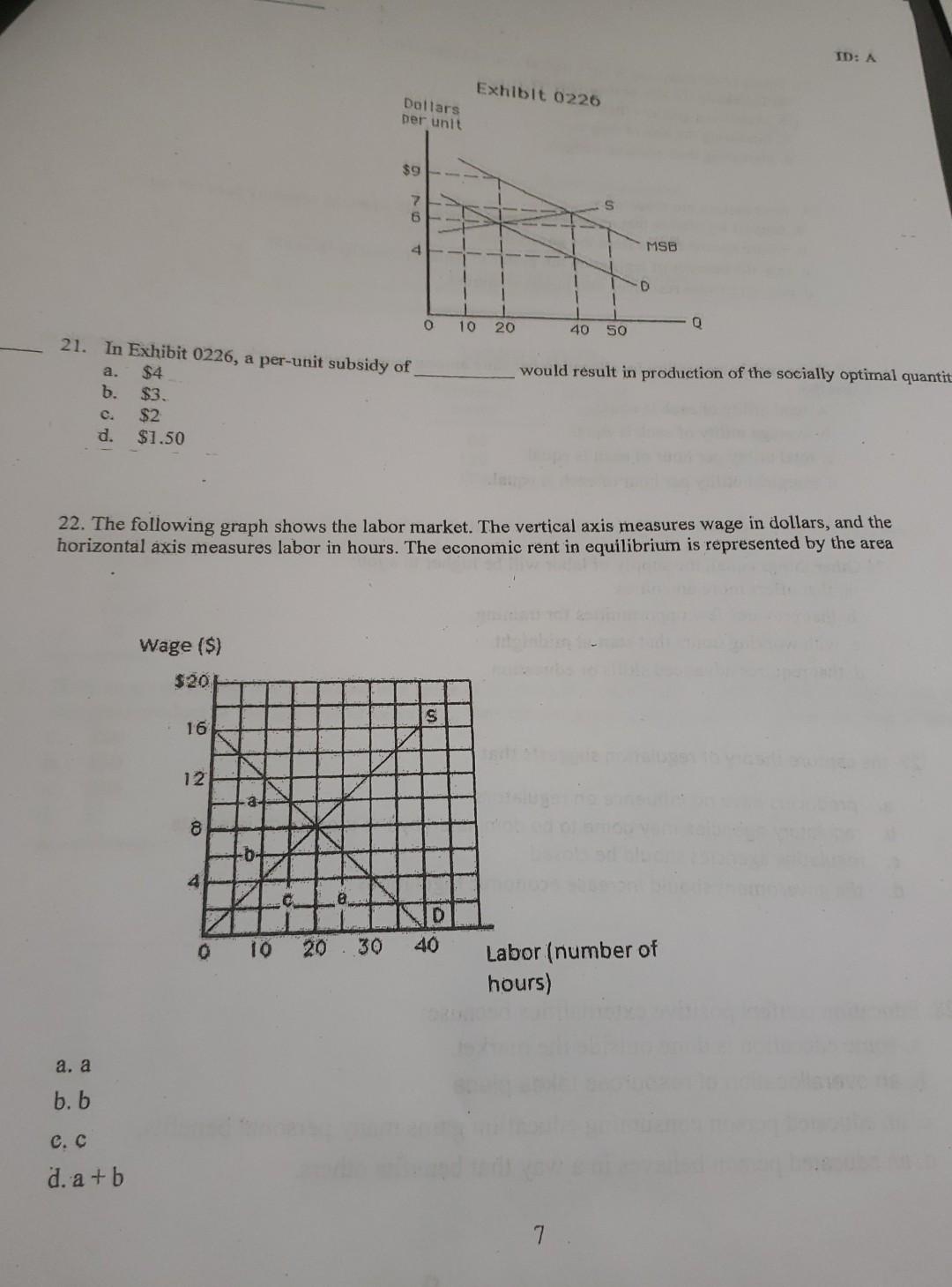 Solved 21 In Exhibit 0226 A Per Unit Subsidy Of A 4 B Chegg