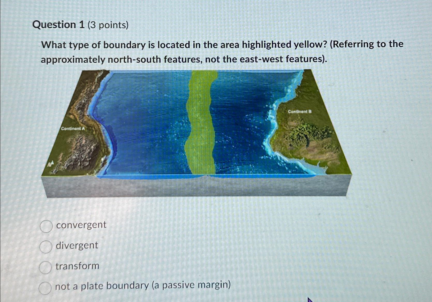 Solved Question 1 3 Points What Type Of Boundary Is Chegg