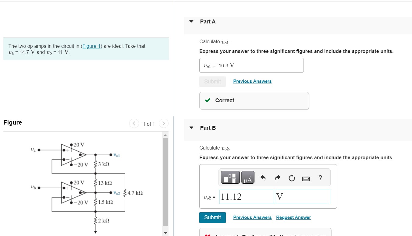 Solved HELP ON PART BPart AThe Two Op Amps In The Circuit In Chegg