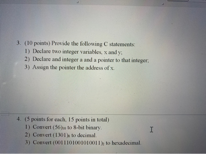 Solved Points Provide The Following C Statements Chegg