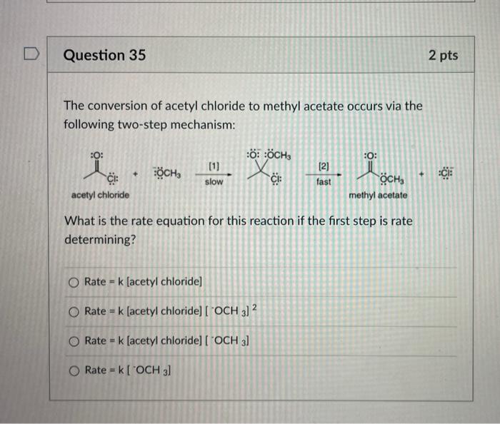 Solved The Conversion Of Acetyl Chloride To Methyl Acetate Chegg