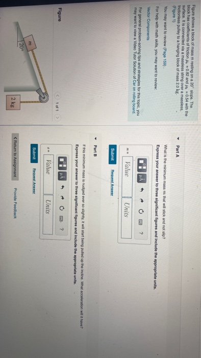 Solved Part A Figure Shows A Block Of Mass Mresting On A 20 Chegg
