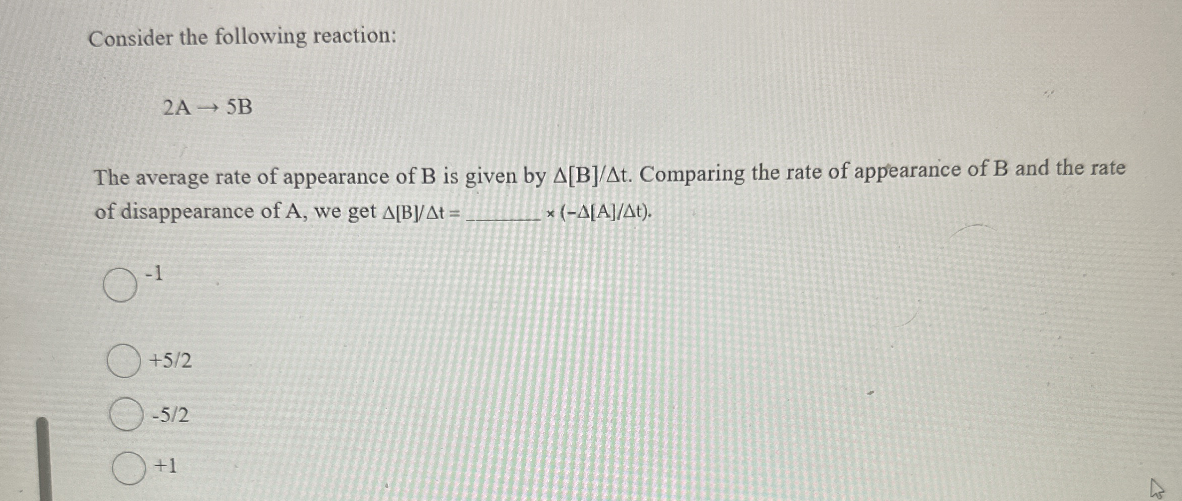 Solved Consider The Following Reaction A Bthe Average Rate Chegg