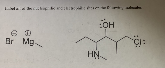 Solved Label All Of The Nucleophilic And Electrophilic Sites Chegg