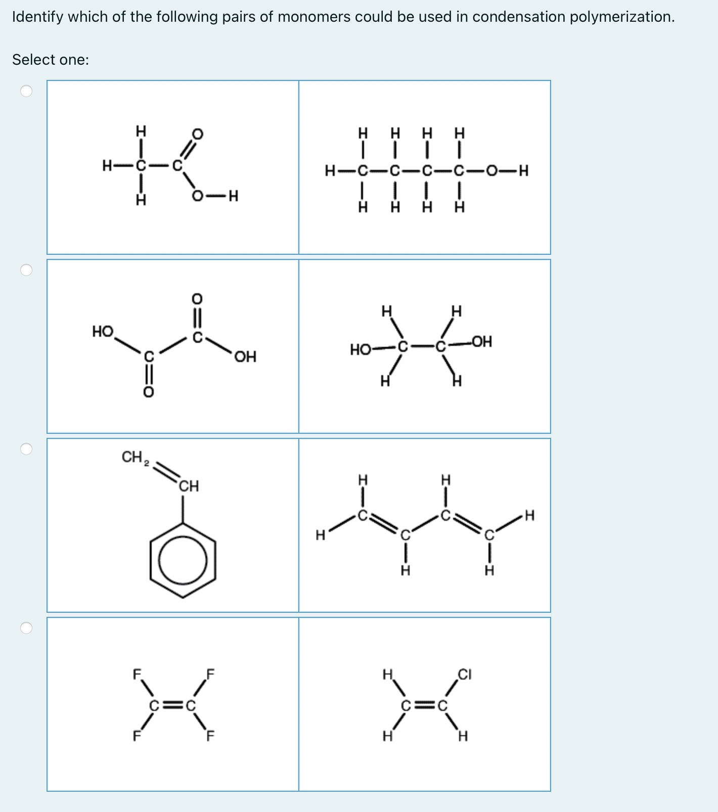 Solved Identify Which Of The Following Pairs Of Monomers Chegg