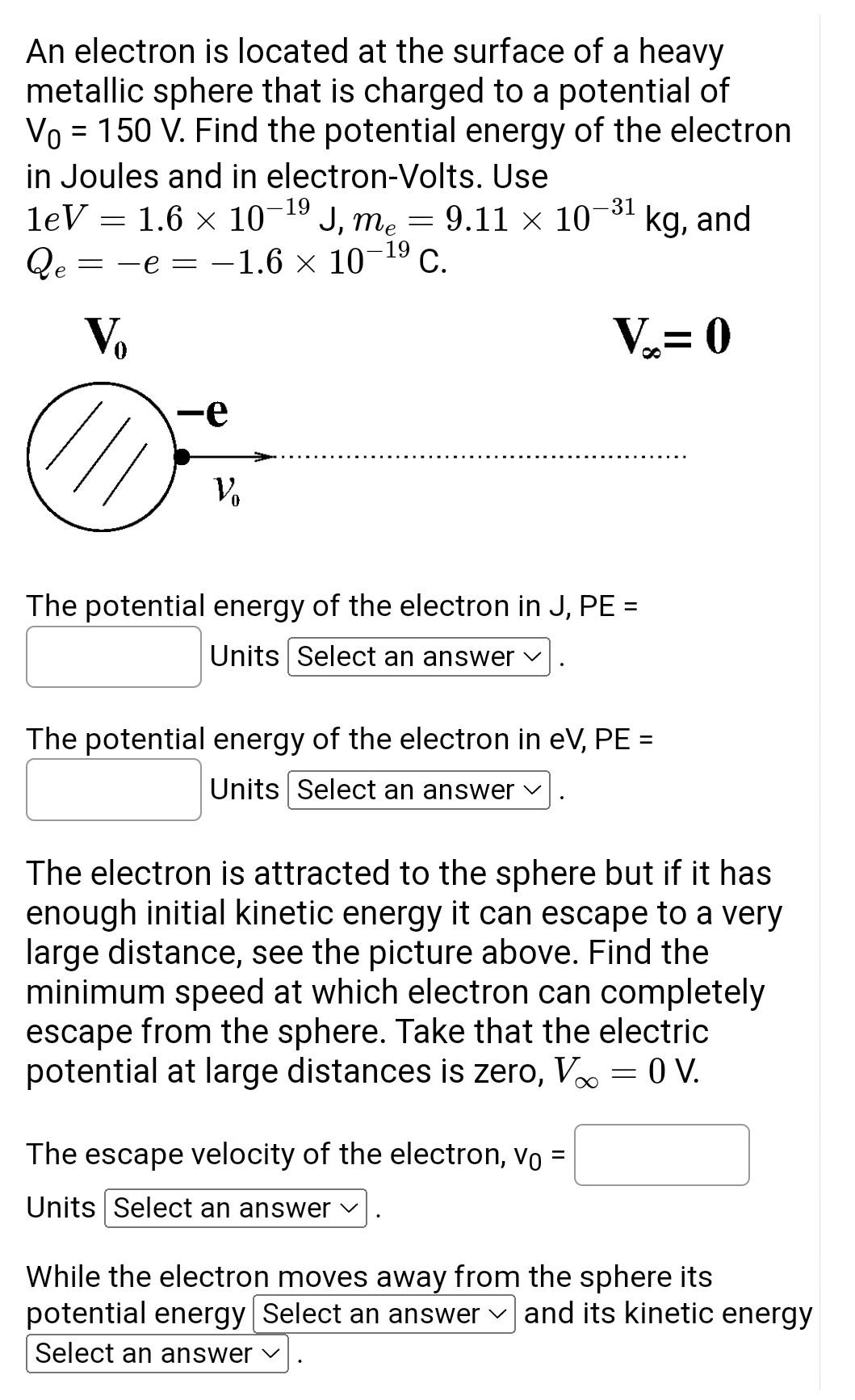 Solved An Electron Is Located At The Surface Of A Heavy Chegg