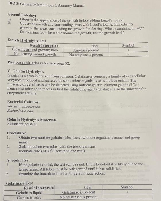 Solved BIO 3 General Microbiology Laboratory Manual Chegg