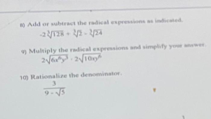 Solved M Add Or Subtract The Radical Expressions As Chegg