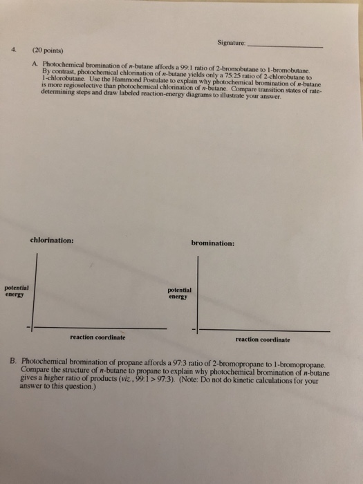 Solved Signature Points A Photochemical Bromination Chegg