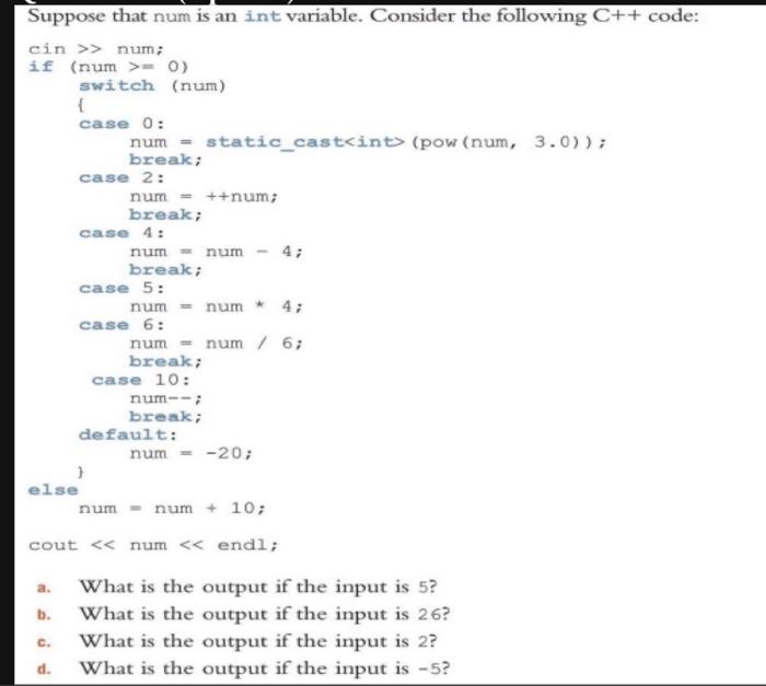 Solved Suppose That Num Is An Int Variable Consider The Chegg