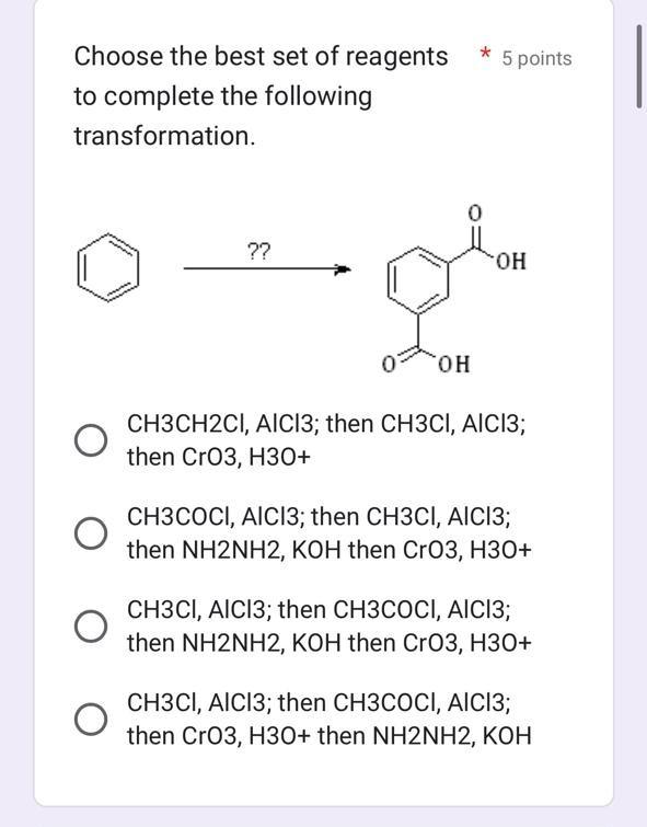 Solved Choose The Best Set Of Reagents To Complete The Chegg