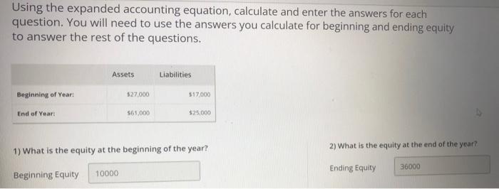 Solved Using The Expanded Accounting Equation Calculate And Chegg