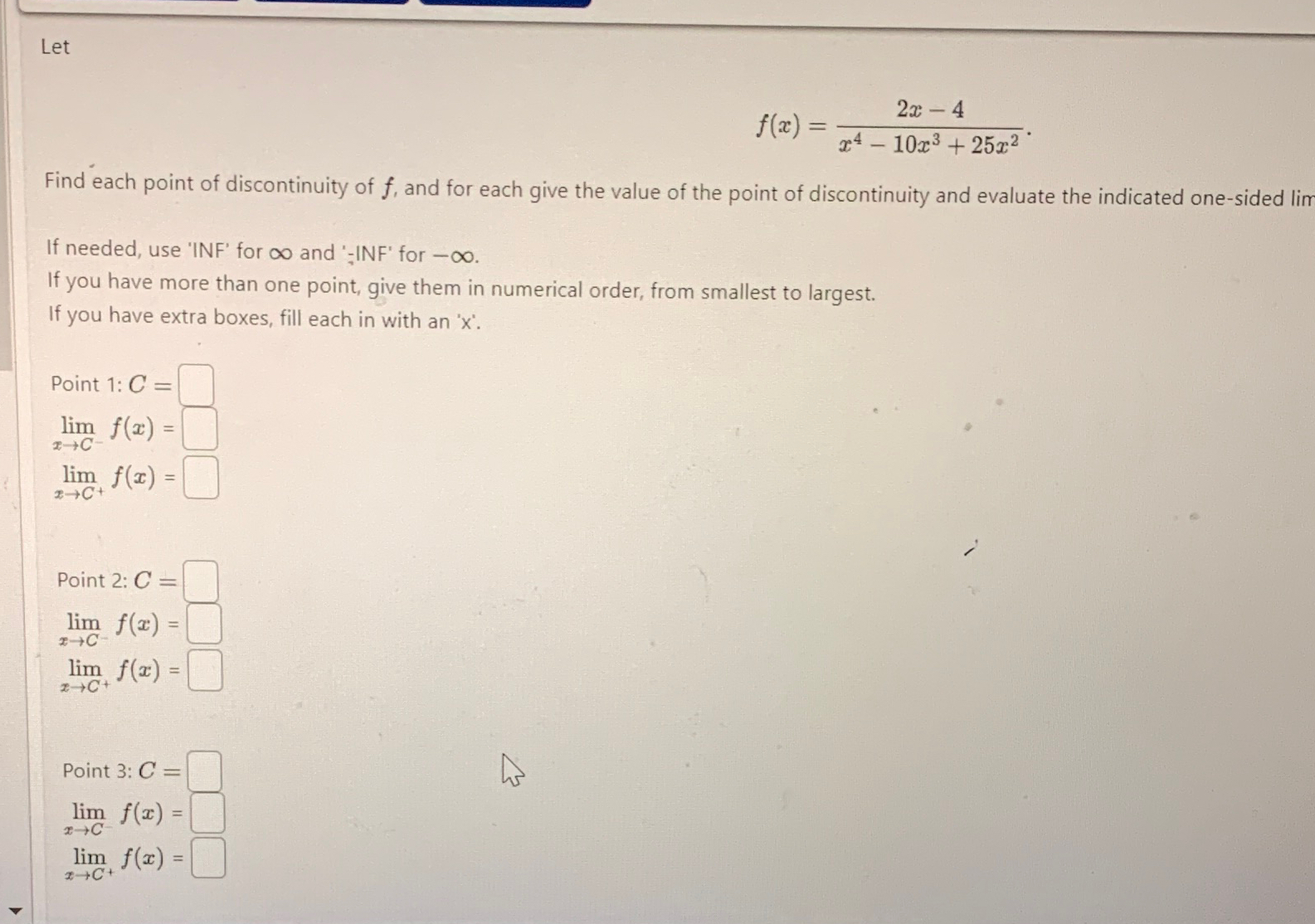 Solved Letf X 2x 4x4 10x3 25x2 Find Each Point Of Chegg