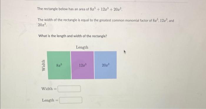 Solved The Rectangle Below Has An Area Of X X X The Chegg