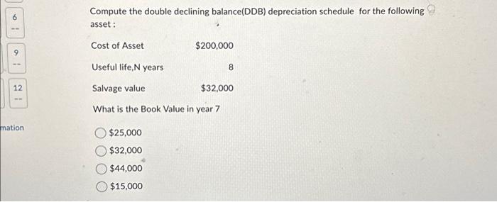 Solved Compute The Double Declining Balance Ddb Chegg