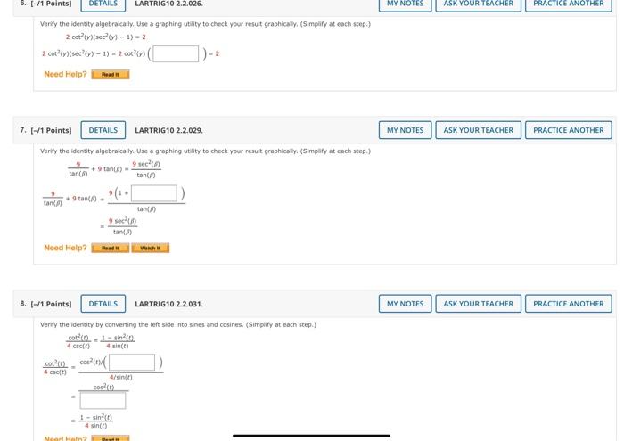 Solved MY NOTES ASK YOUR TEACHER PRACTICE ANOTHER 6 1 Chegg