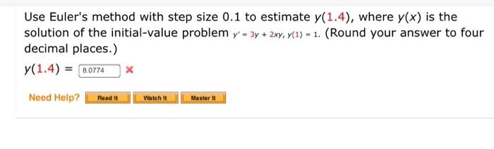 Solved Use Euler S Method With Step Size 0 1 To Estimate Chegg