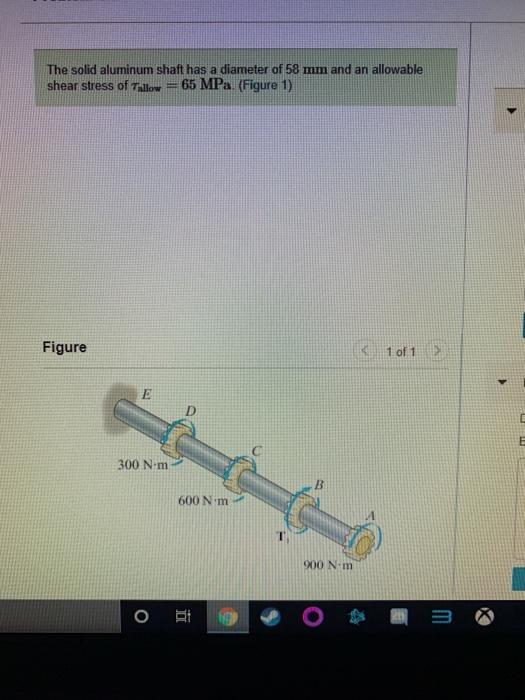 Solved The Solid Aluminum Shaft Has A Diameter Of Mm And Chegg