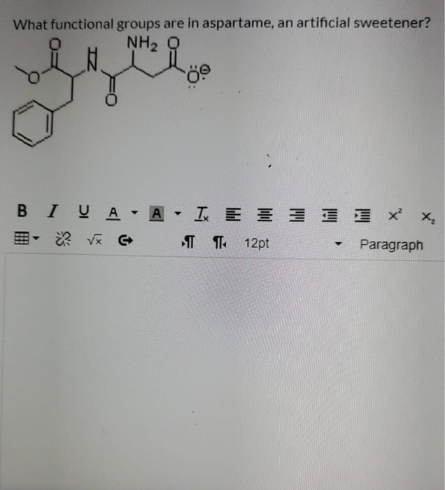 Solved What Functional Groups Are In Aspartame An Chegg