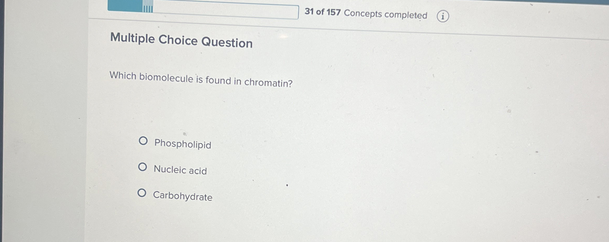 Solved 31 Of 157 Concepts CompletedMultiple Choice Chegg