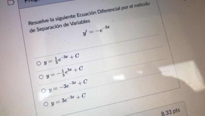 Solved Resuelve la siguiente Ecuación Diferencial por el Chegg