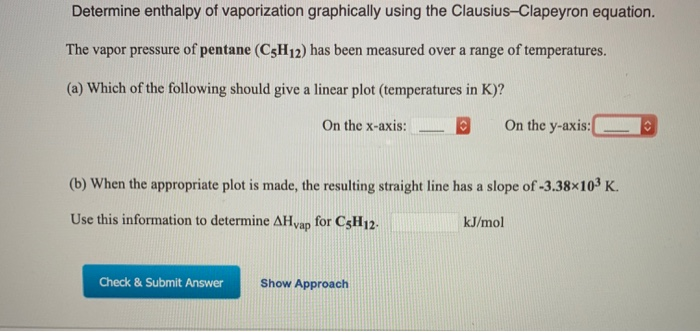 Solved Determine Enthalpy Of Vaporization Graphically Using Chegg